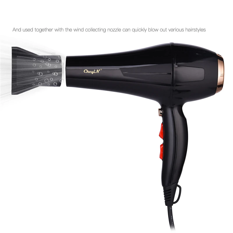 

5000W Electric Hair Dryer Negative Ion Professional Blue Light Anion Blow Dryer 220V Hairdryer 2 Speed 3 Heat Setting + 2 Nozzle