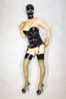 Латексный костюм, резиновый женский сексуальный черный головной убор, прозрачные носки, перчатки кофейного цвета, Размер XXS  XXL