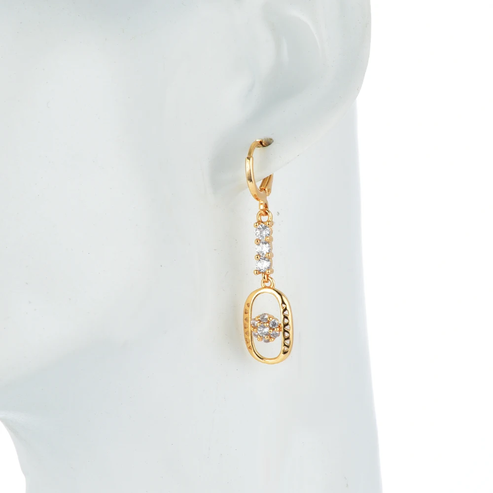 Новые Женские Висячие серьги золотого цвета с кубическим цирконием длинные