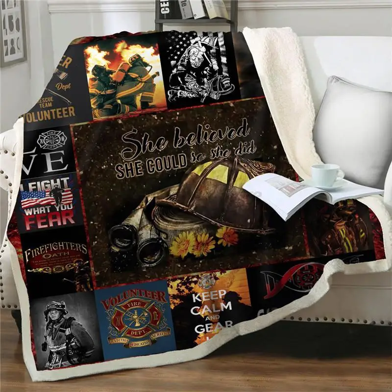 

Feuerwehrmann 3D Gedruckt Sherpa Decken Couch Quilts Abdeckung Reise Bettwäsche Plüsch Werfen Dicken Fleece Reise Decke Weiche W