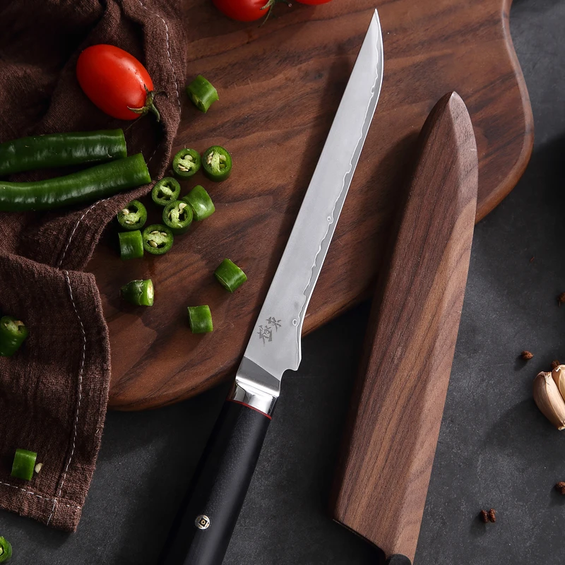 Japan AUS-10 composite steel Forging knife Boning knives Filleting Salmon Black walnut scabbard giveaway | Дом и сад
