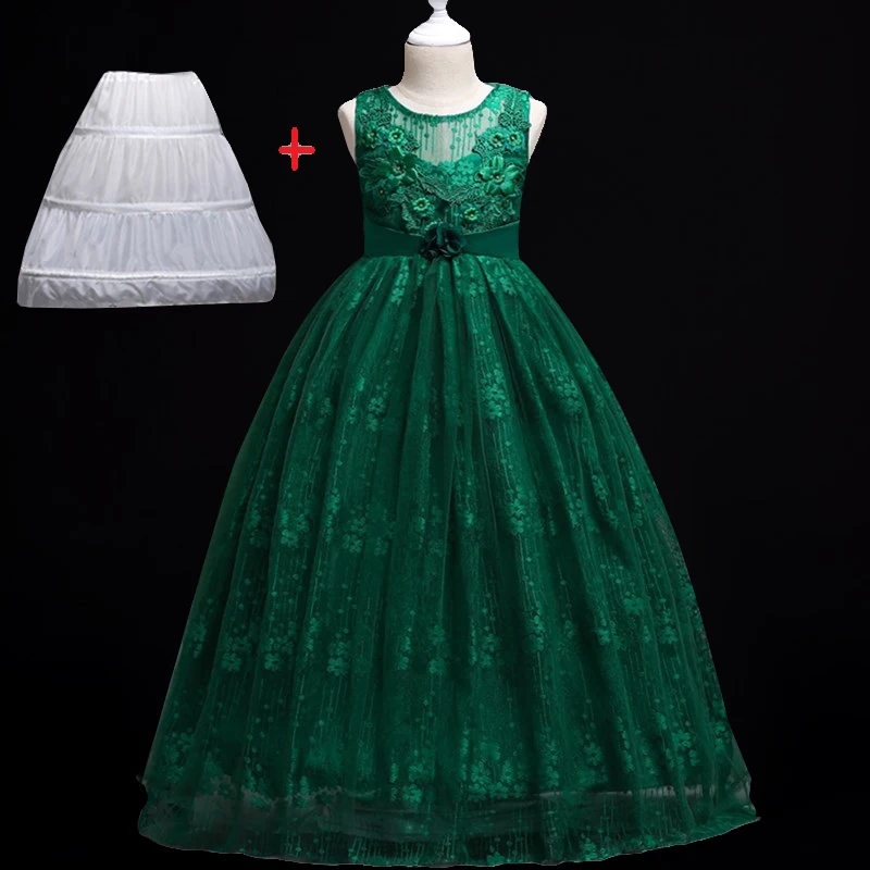 as pictures Wedding Party Dress for Girls Lace First feast princess Long Dress New Exchange Dress Ball Beauty Sexy Shoulder Dress - Цвет: as pictures