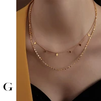 ghidbk dainty lovely summer layering shine lozenge charms chain necklaces women simple stainless steel street style thin chokers