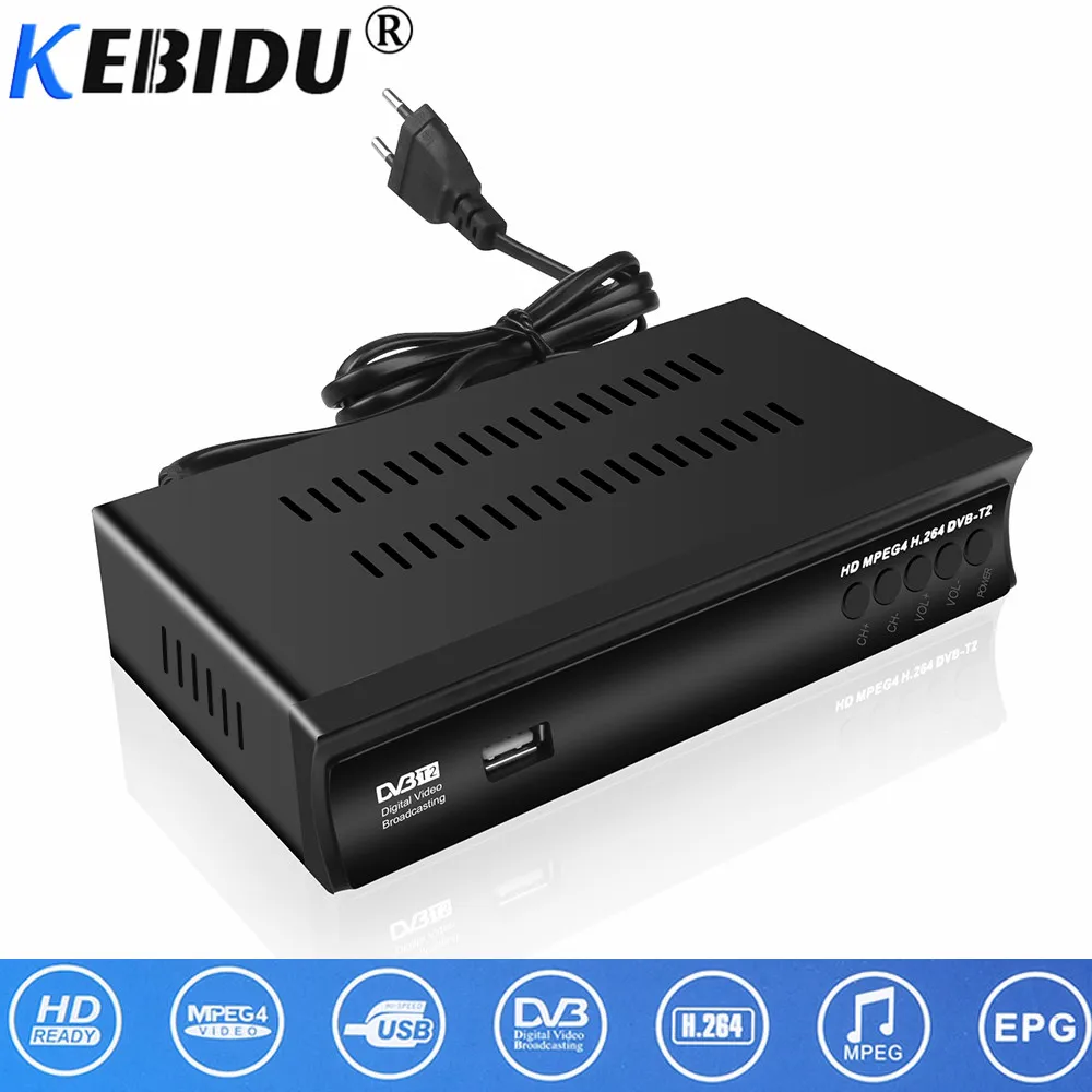 KEBIDU DVB-T/DVB-T2 ТВ-тюнер ресивер DVB T/T2 ТВ-приставка HDMI CVBS 1080P цифровой HD спутниковый ресивер H.264 Эфирное ТВ-приёмник