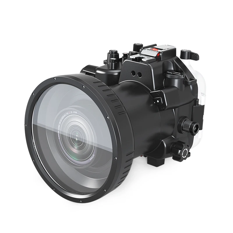 安い Seafrogs 40メートル/130ftキヤノンeos用の水中カメラハウジングとrフラットロングポートダイビングケース防水カバー写真撮影バッグ