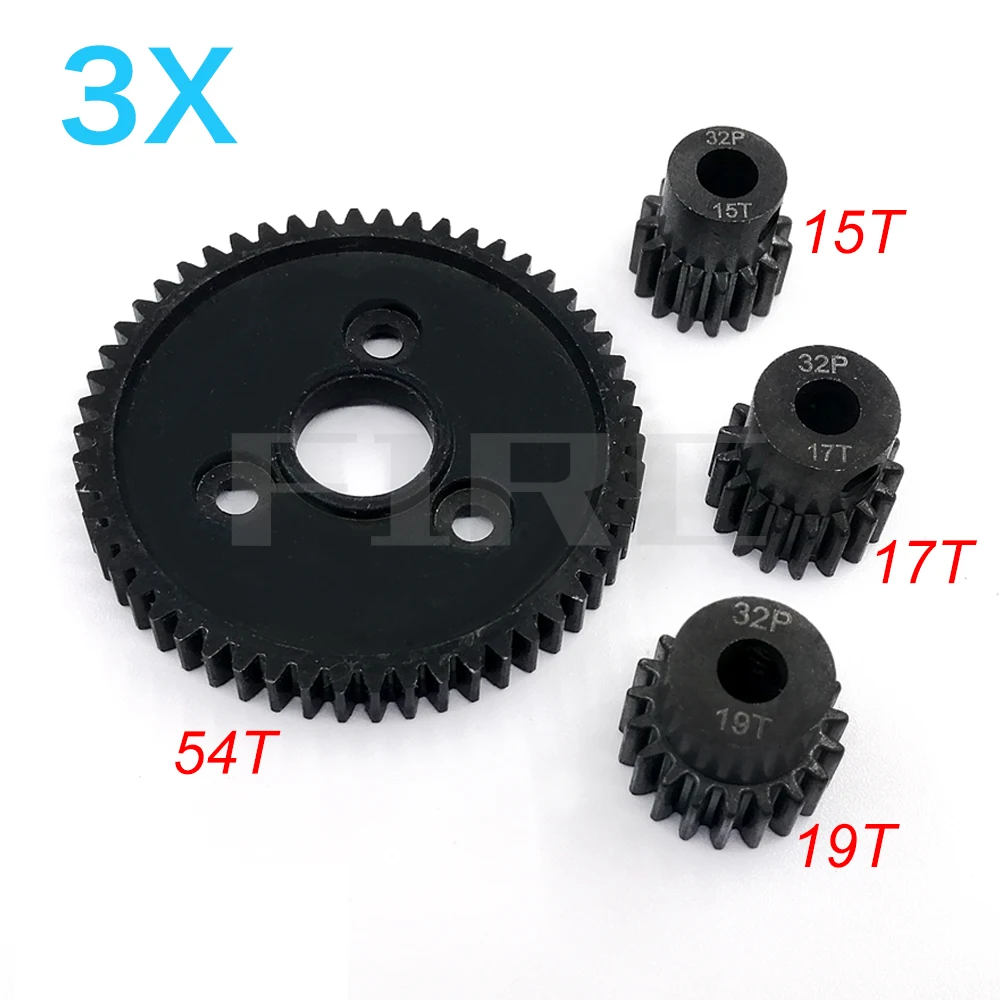 

Стальная металлическая Шестерня 54T / 15T 17T 19T 3 комплекта шестерни двигателя для Traxxas Slash 4x4 штамп 4x4 VXL обработанный станок 4X4 E-Revo T-Maxx