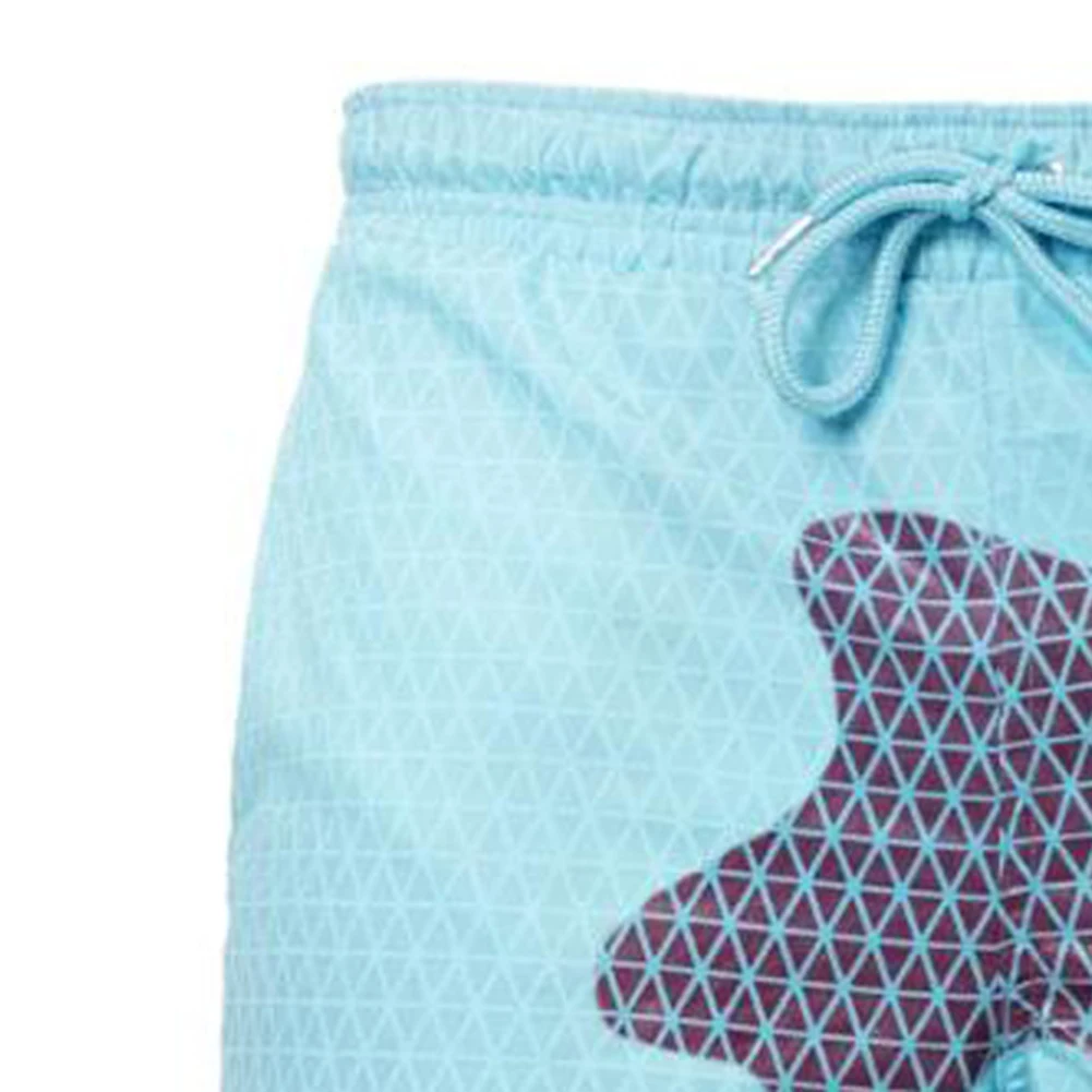

Men Beach Shorts Quick Dry Lattices Drawstring Color Changing Beach Shorts Swimming Trunks