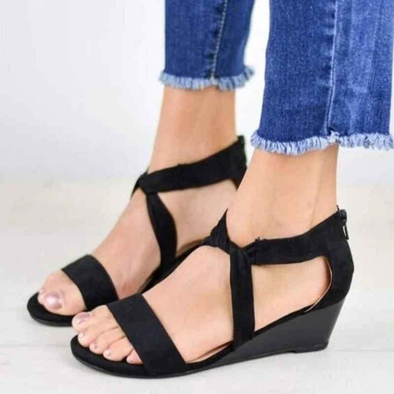 

Ladies Sandals Women Sandals 2022 Summer New Flock Fashion Wedges Platform Shoes Woman Gladiator Casual Gladiator Plus Size 43