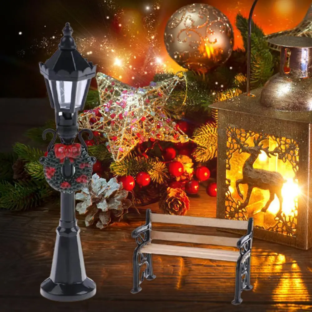 

1/12 миниатюрный домашний светильник для рождественской парковки, железный миниатюрный декор, аксессуары для игрушек, стул, уличный светильн...