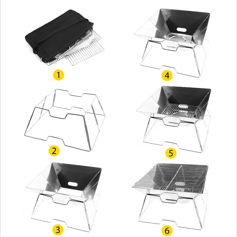 

Folding Stainless Steel BBQ Grill Portable Camping Grills Outdoor Charcoal BBQ Grill Rack Barbecue Accessories For Kitchen Tools