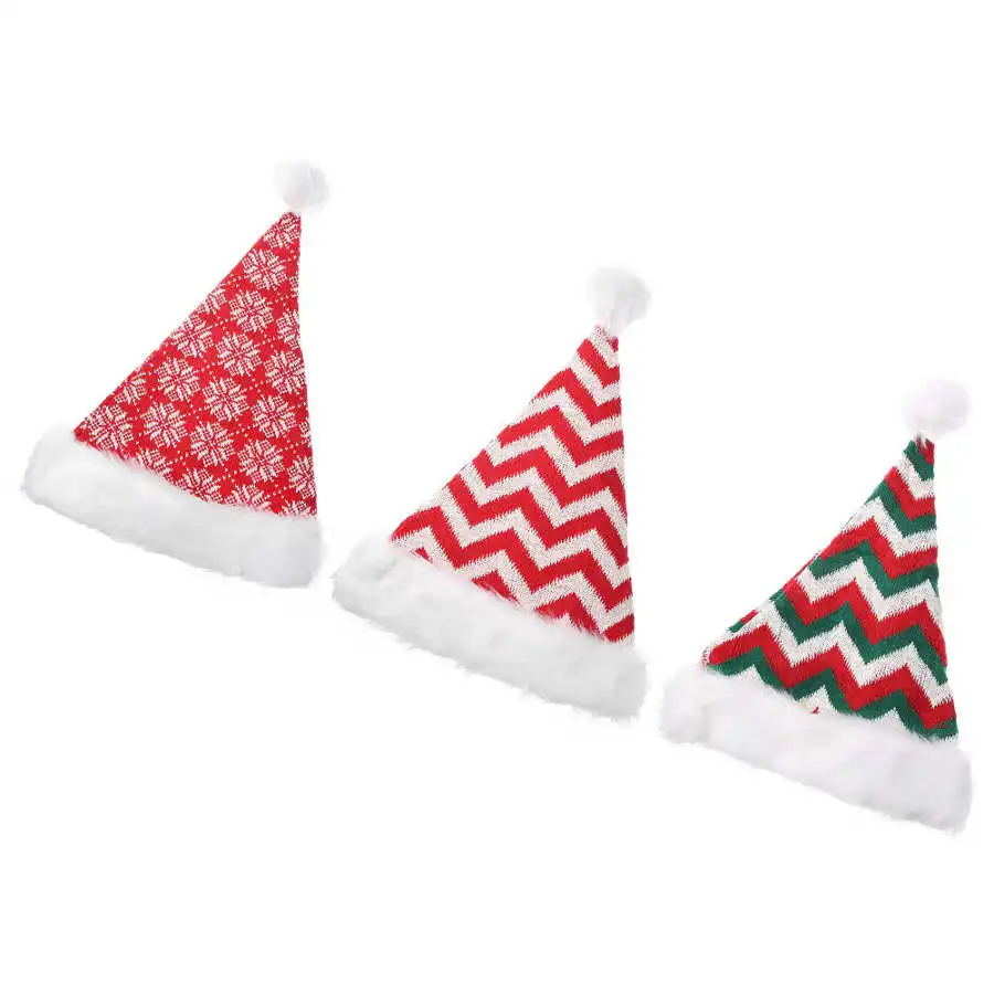 Рождественские шапки 3 шт./компл. Рождественская Вязаная Мягкая теплая зимняя