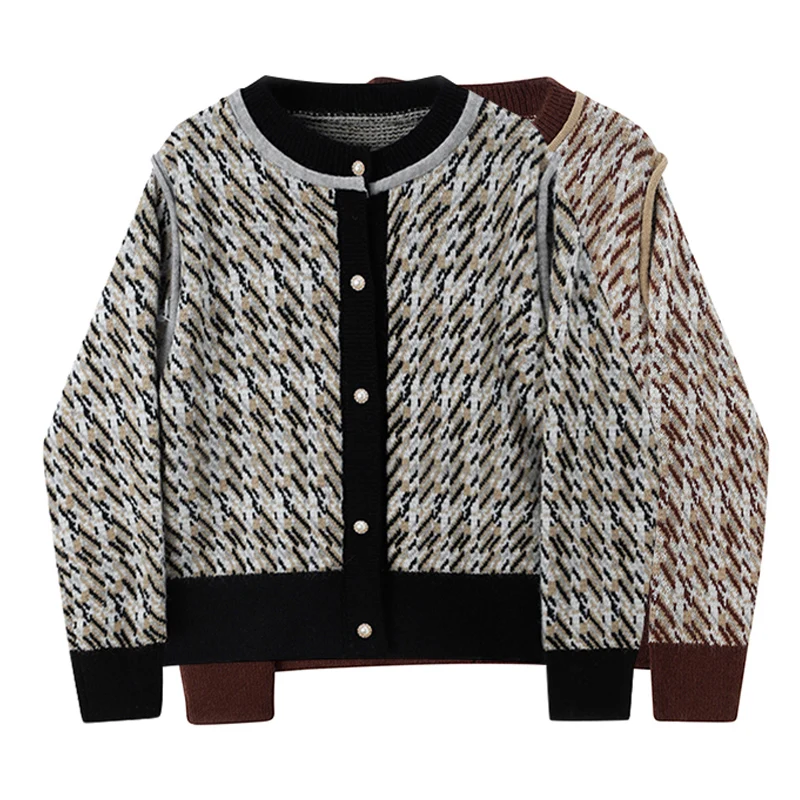 

2021 Sweater Cardigan Women Autumn Winter New O Neck Single Breasted Loose Short Thicken Sweater Sweet Long Sleeve Knitting Top