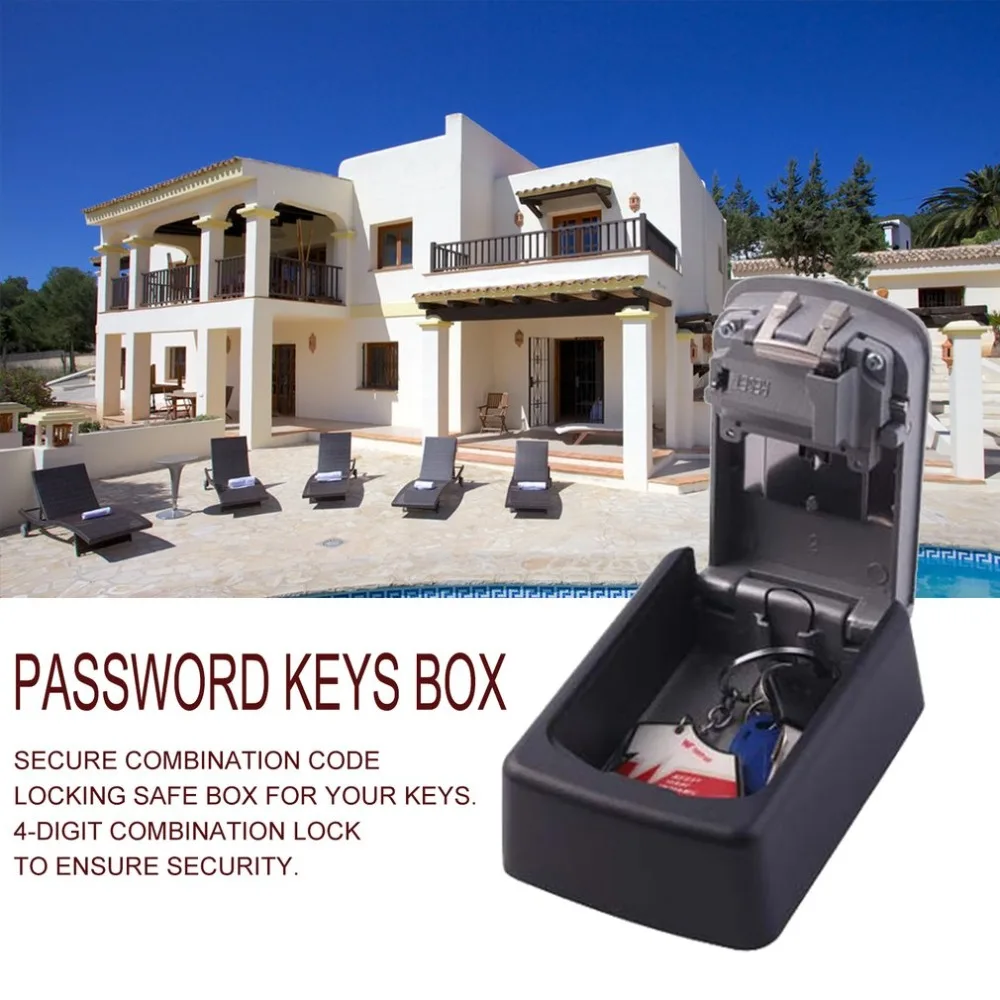 

Wall Mounted Code Keys Box Lock 4 Digit Combination Password Key Storage Organizer Box Home Security Alloy Key Box
