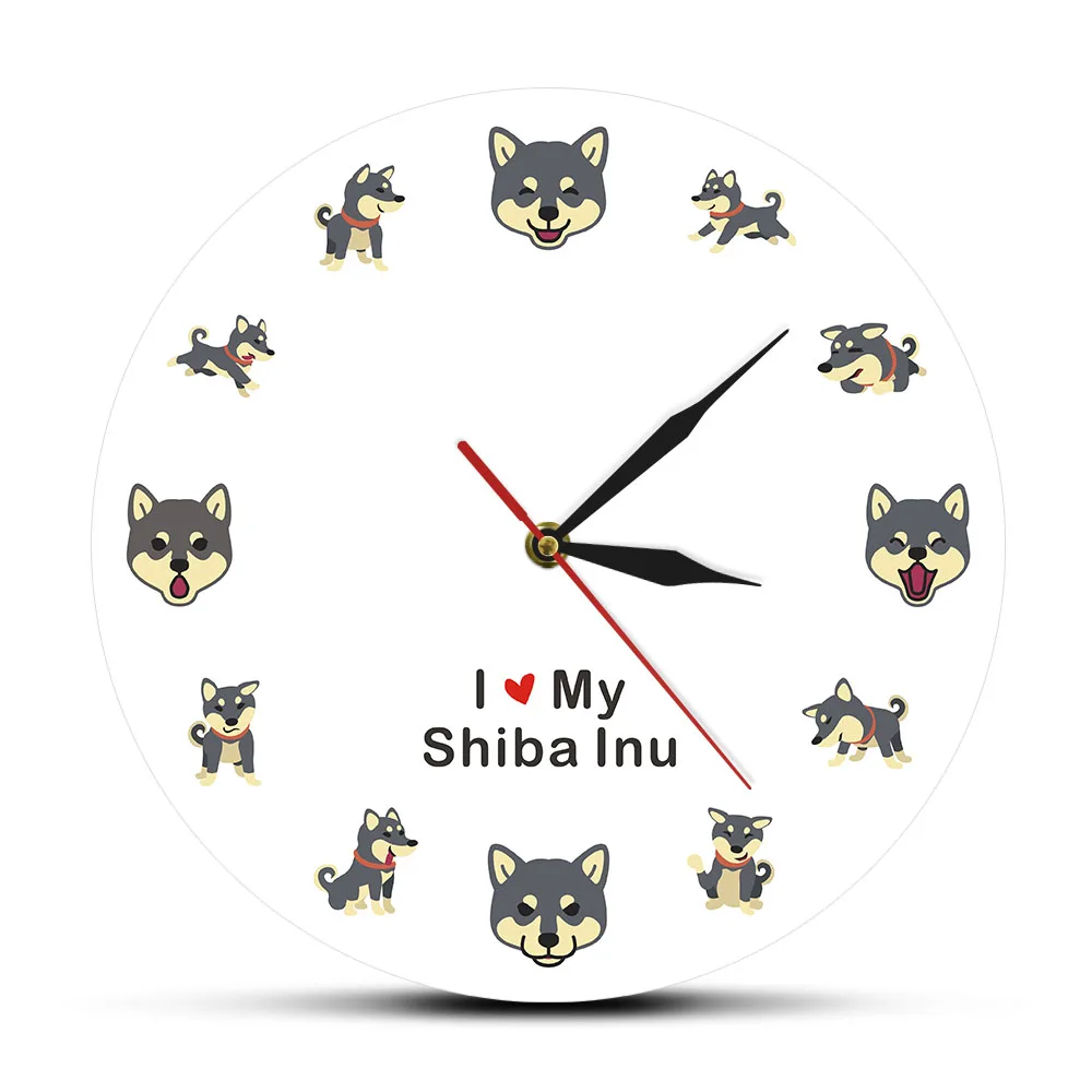 Современные настенные часы I Love My shaba Inu японский маленький размер для собаки