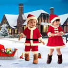 Детский Рождественский костюм Санта-Клауса, детский Рождественский костюм для малышей, комбинезон, Рождественский наряд, подарок для мальчиков и девочек