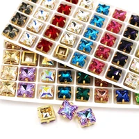 new arrivals k9 glass crystal square shape rihinestones with gold base hollow claws for wedding decorationdress