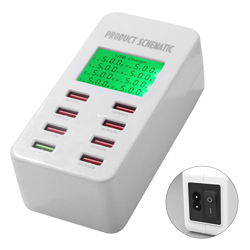 

Зарядное устройство QC 3,0 с 8 USB-портами, 5 В, 7 А, 40 Вт