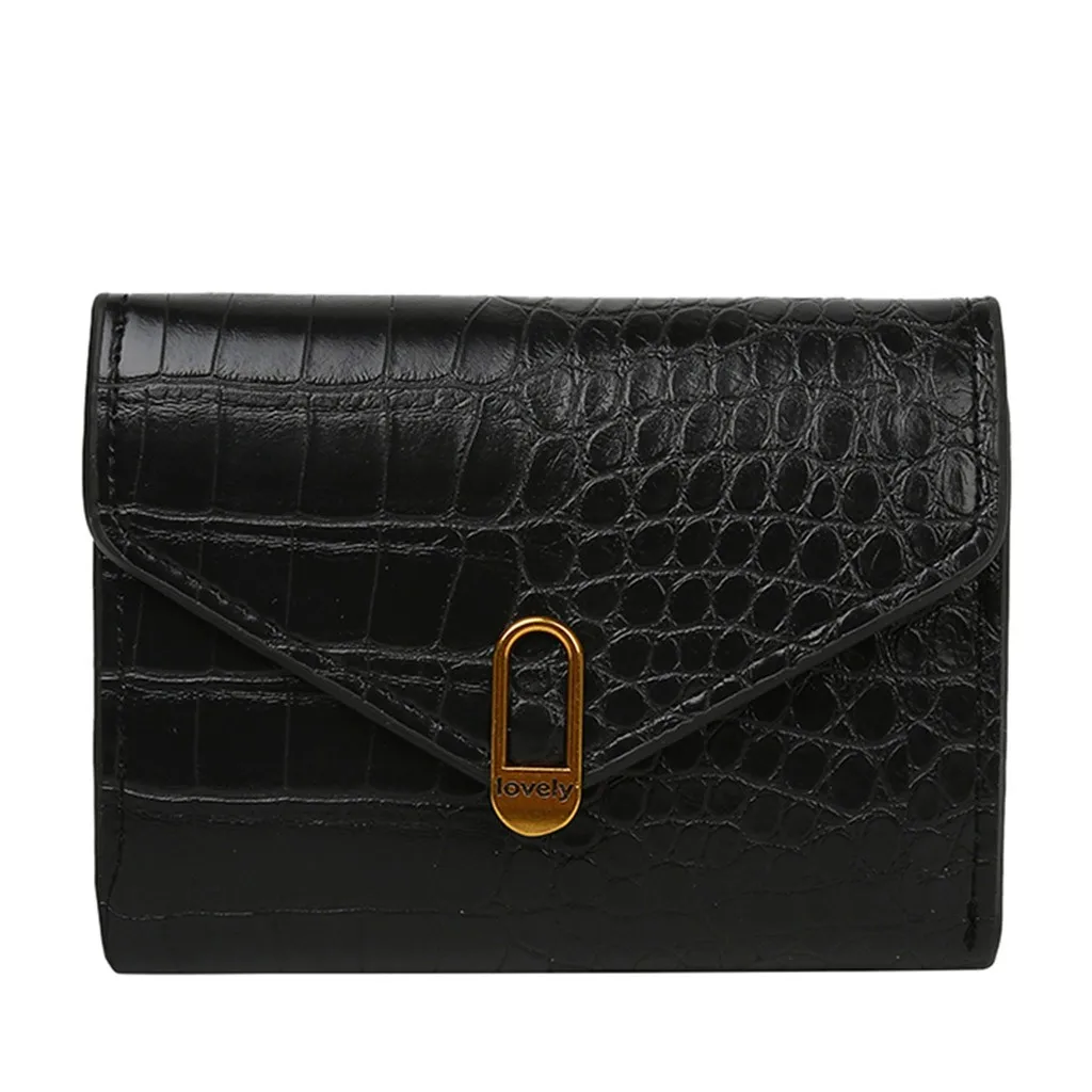 Женский короткий кошелек Aelicy однотонный кожаный в ретро-стиле с отделениями для