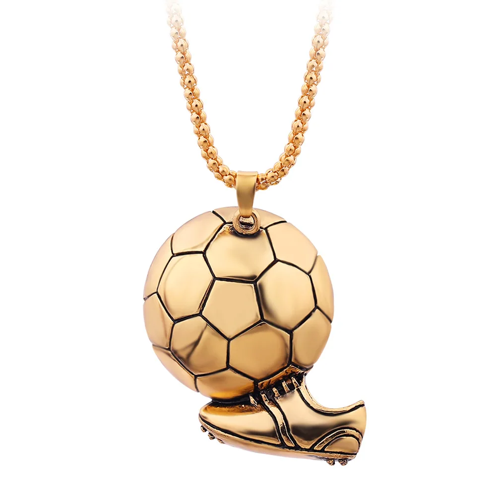 

Sports Football Shoes Pendant Trendy Male Necklace Fashion Hip-hop Men's Football High-end Color Retention Male Necklace Jewelry
