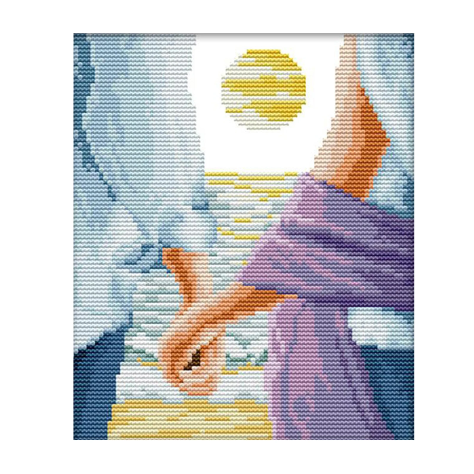 

Pre-Printed Cross-Stitching Starter Kits for Starters Kids or Adults, Embroidery Needlepoint Kit, Fun DIY Needlework - Blue Love