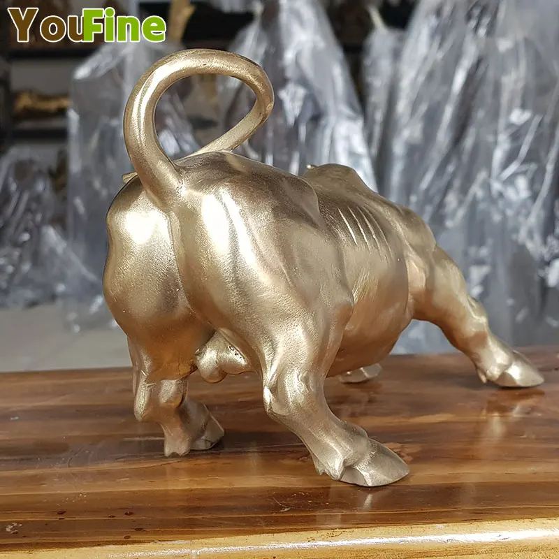 

Bronze Chinese Crafts Big Wall Street Bronze Fierce Bull OX Statue 20.5*14*13cm Bronze Bull Stulpture Animals Statue Decoration