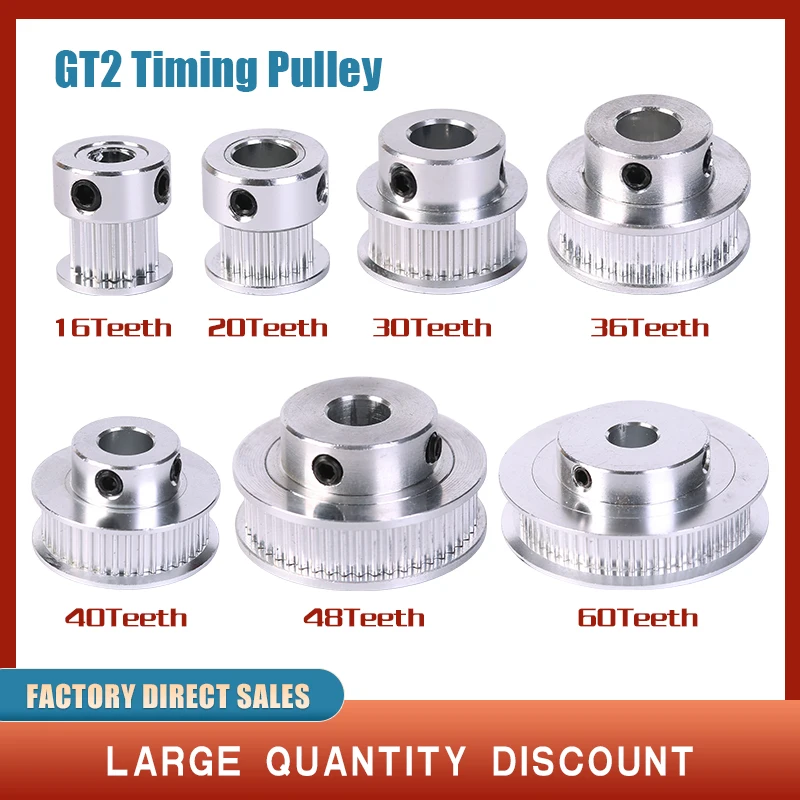 

1pcs New GT2 Timing Pulley 30 36 40 60 Tooth Wheel Bore 5mm 8mm Aluminum Gear Teeth Width 6mm For Reprap 3D Printers Part