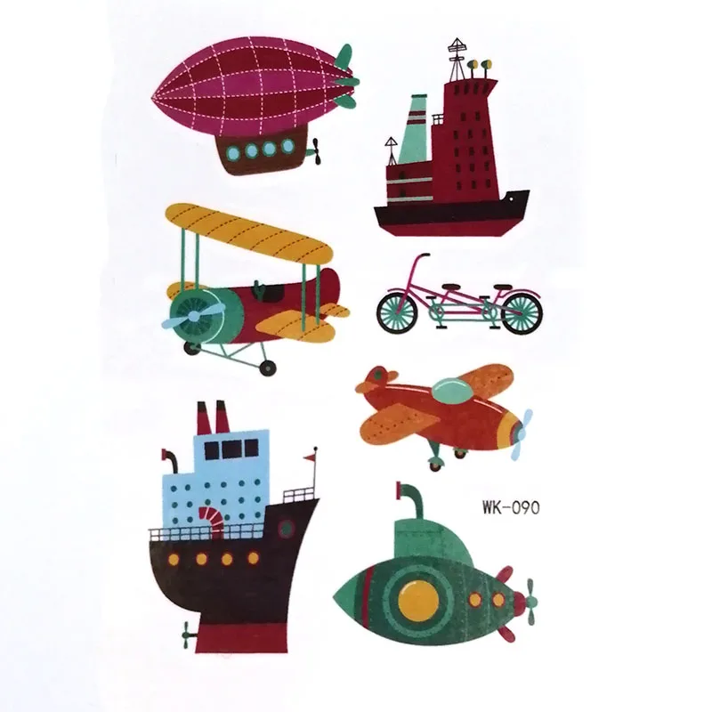 Мультфильм автомобиль самолет Временные татуировки Поддельные стикер Дети лицо