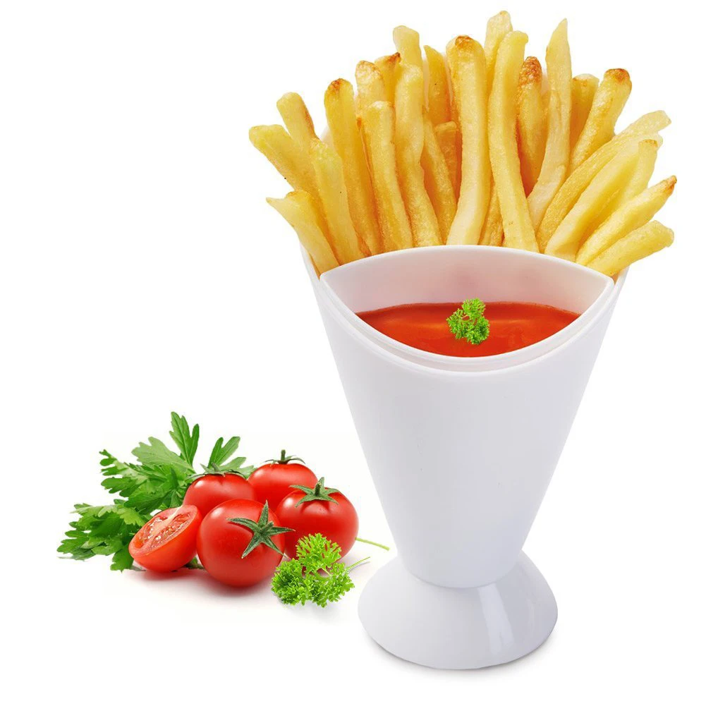 

French Fry Bowl Plastic Snack Storage Cup With Sauce Container Dipping Cup Multipurpose Salad French Fry Cup Miski Kuchenne