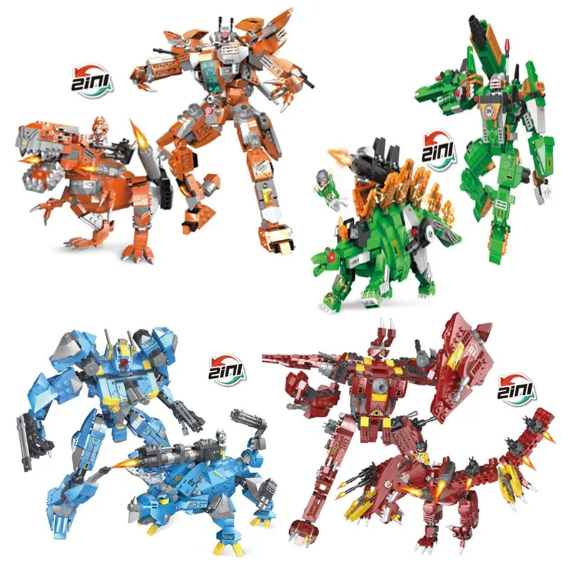 

New Jurassic World Tyrannosaurus Rex Building Blocks Mech Dinosaur Park Stegosaurus Pterodact Figures Bricks Toys For Children