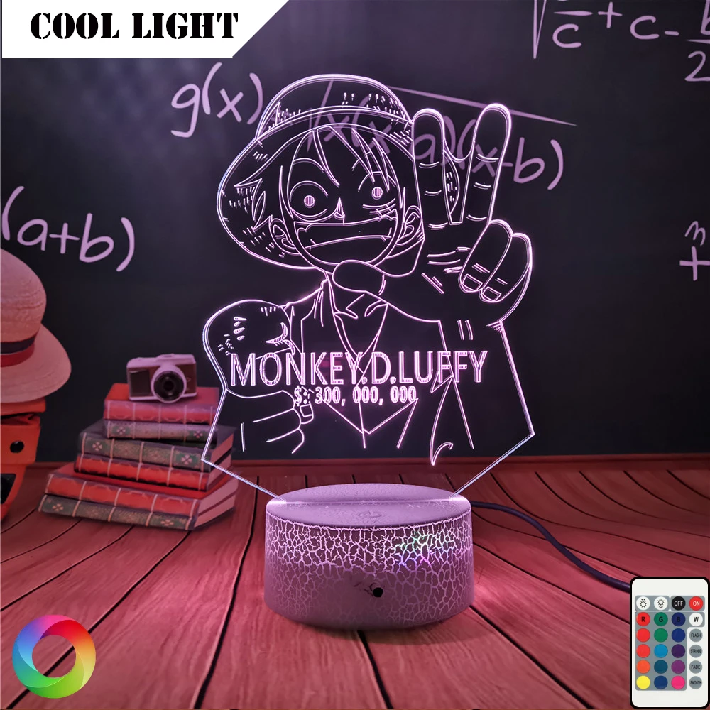 

3d Night Light Monkey D Luffy Figure Usb Battery Powered Nightlight for Kids Child Bedroom Decor Led Night Light One Piece Gift