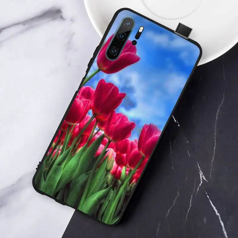 

Tulips flower Spring field Phone Case For Huawei honor Mate P 10 20 30 40 i 9 8 pro x Lite smart 2019 nova 5t