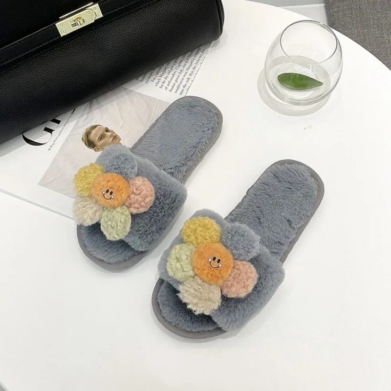 New Winter Ladies Cute Flowers Cotton Slippers Slippers Ladies Plush Slippers Fashion Shoes Ladies Comfortable Women's Shoes