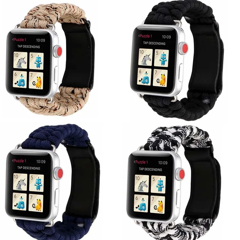 Paracord Survival для apple watch полосы 42 мм/44 мм серии 5 4 3 2 1 нейлоновый веревочный ремешок для apple watch ремешок 38 мм 40 мм