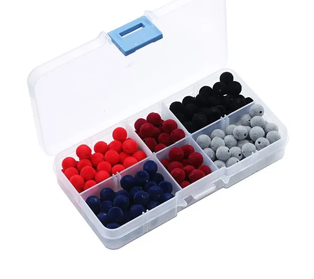 

250pcs 8mm box Round Beads Pompom Velvet Fabric Resin Loose Spacer 1mm Hole For DIY Necklace Bracelet Earring Making