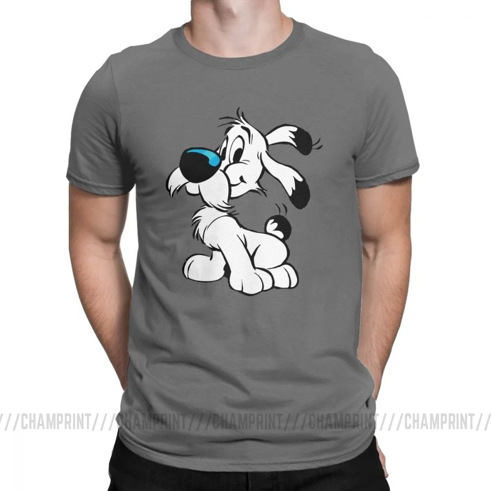 Мужские футболки Asterix And Obelix Новинка хлопковые футболки с коротким рукавом Dogmatix Idefix Ideafix Obelix футболка для собак топы размера плюс - Цвет: Темно-серый