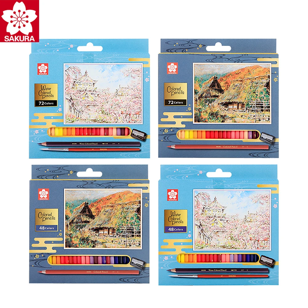 

Japan SAKURA Oil-based Water-soluble Colored Pencil Paper Box Set 48/72 Color Hand-painted Color Lead Graffiti Painting