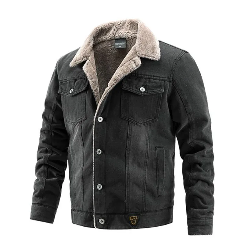

Мужская Новая высококачественная одежда, куртка, теплая зимняя джинсовая куртка, модная повседневная утепленная джинсовая куртка из флиса