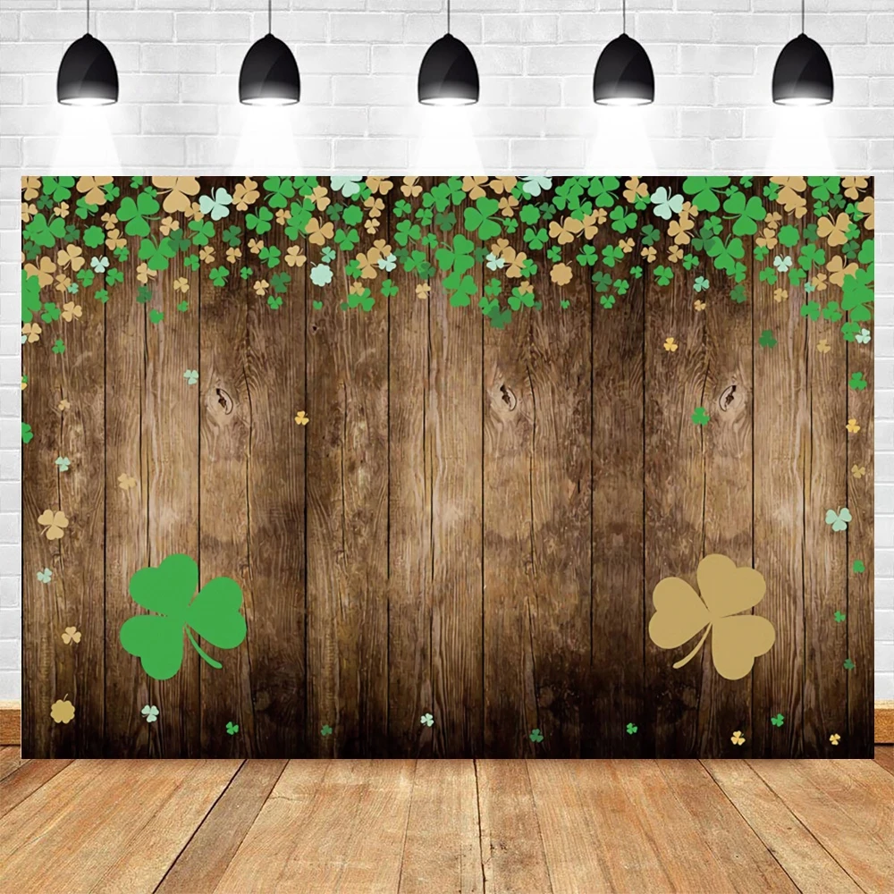 

Photophone St. Patrick's Day Wood Board Clover Photography Backdrop Baby Kid Portrait Party Background Photographic Photo Studio