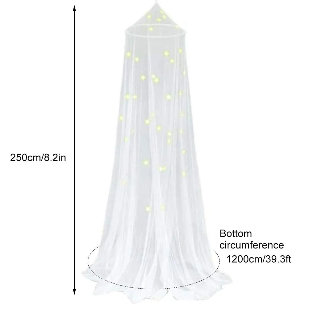 

Bed Chiffon Canopy Dome Mosquito Net Galaxy Hanging Netting Curtain With Fluorescent Stars Nordic Style Princess Lace Kids Bed