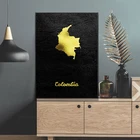 Художественный постер на холсте Золотая карта Колумбии, домашний декор, Картина на холсте с рамкой для гостиной в современном стиле
