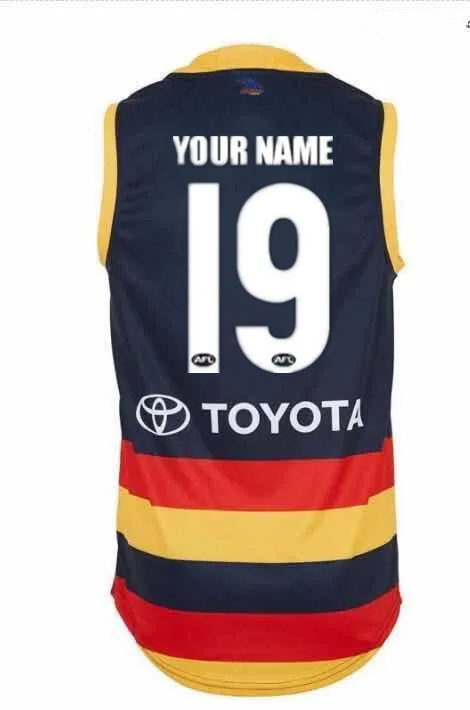 AFL ADELAIDE CROWS Мужская Домашняя футболка, размер S-3XL, принт на заказ с именами и цифрами, высокое качество - Цвет: Print name number