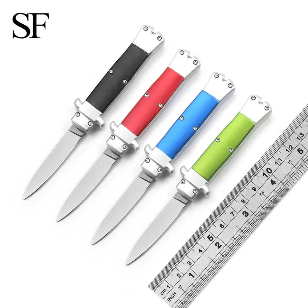 

SF 4-Color Mini OTF Outdoor Hunting Survival Knife 440 Mirror Blade Two-Color Alumina Handle EDC Camping Adventure Tool