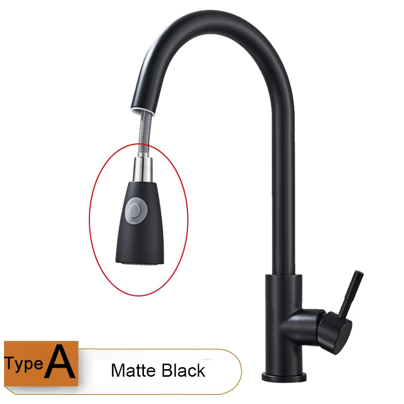 matte Black A Черный выдвижной кухонный кран для раковины на бортике струйный Распылитель кухонный смеситель кран для ванной кухни горячий холодный кран - Цвет: matte Black A