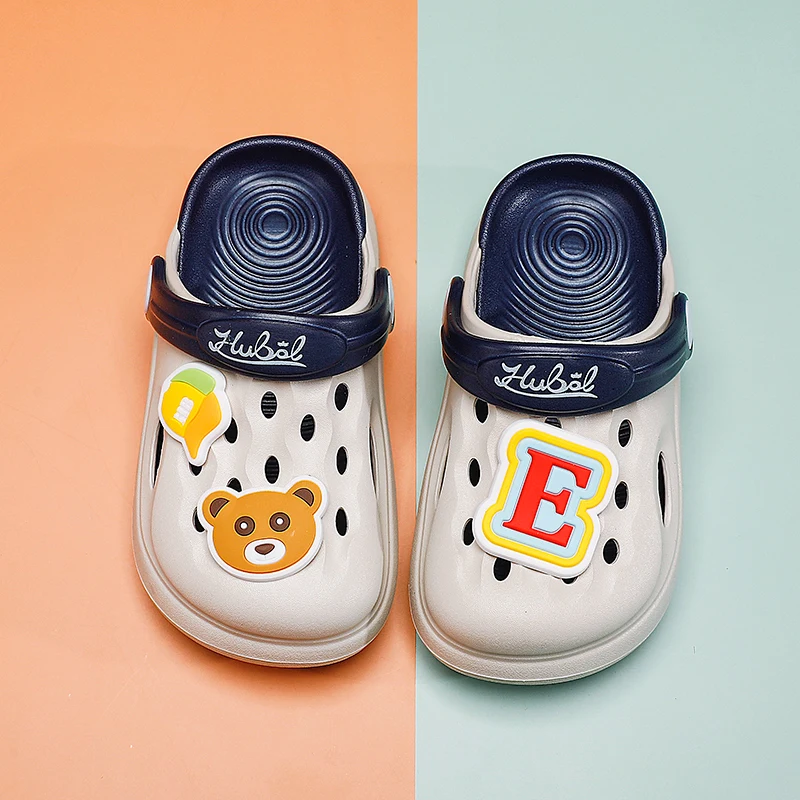 

Tasteless Child Sandals Crocks Summer Hole Shoes Soft Rubber Kids Garden Shoes Gray Cro Beach Flat Sandals
