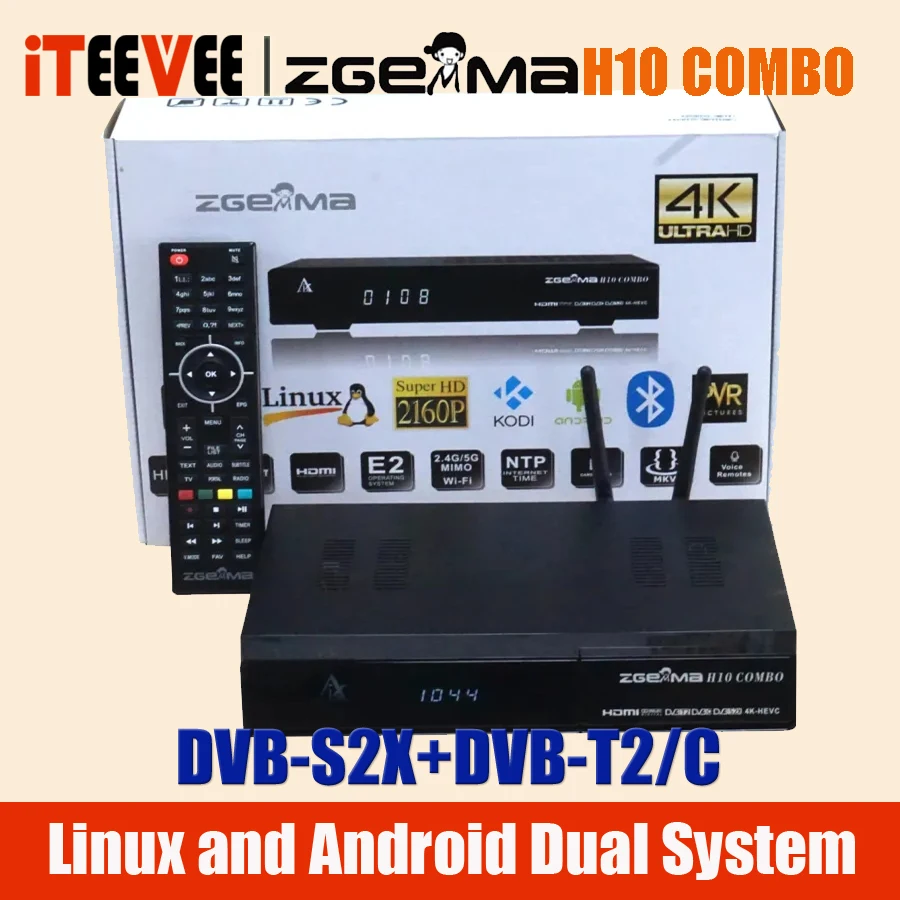 1PC Best ZGEMMA Satellite Receiver H10 COMBO DVB-S2X/T2/C Hi3798MV200 WIFI 4K UHD Linux Enigma2 &amp Android Decoder - купить по
