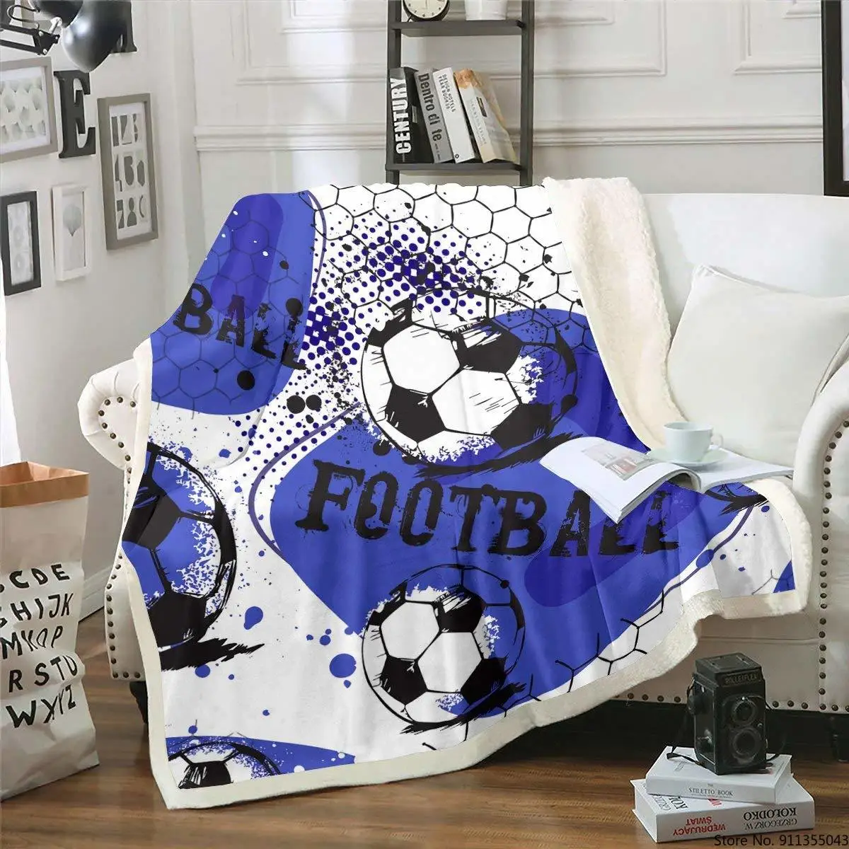 Фланелевое Одеяло для мальчиков спортивная игра одеяло Sherpa плед футболистов