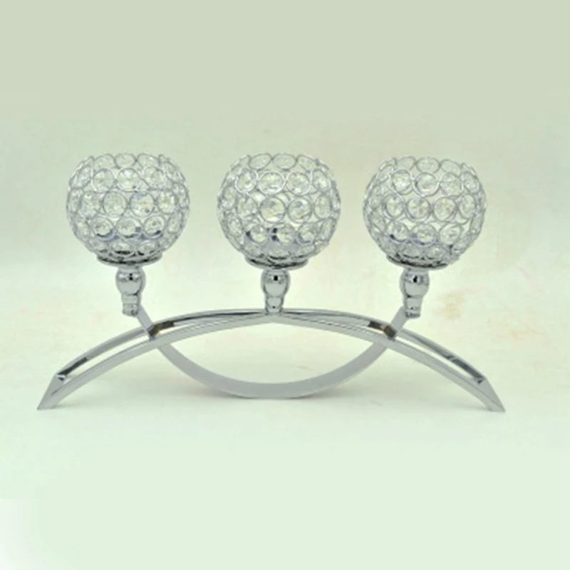 

Silver Crystal Candle Holders 3 Holders Iron Candelabra Holder