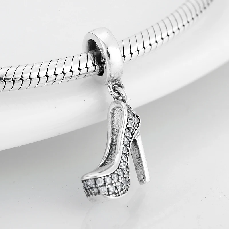 Красивый браслет из стерлингового серебра 925 пробы с блестящими прозрачными