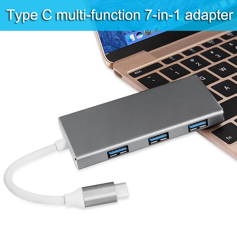 

Новый USB-C концентратор 7-в-1 Тип-C адаптер с 3 портами (стандарт 3,0 Порты и разъёмы s HDMI Тип док-станция с USB Порты и разъёмы SD/микро SD кард-ридер дл...