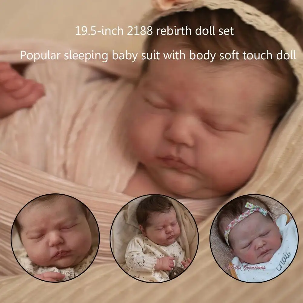 

19.5inch Reborn Kit Asleep Popular Sleeping Baby Body Soft Diy Blank Accessories Kit Unpainted With P4d6